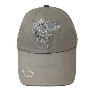 Get Reel Get Fish Baseball Cap Green One Size Adjustable Embroidered 6 Panel